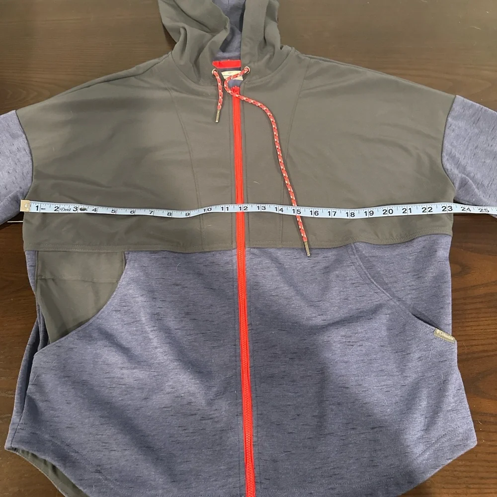 Columbia Men’s M Blue Gray Hooded Full Zip Jacket Outdoor Softshell Stretch